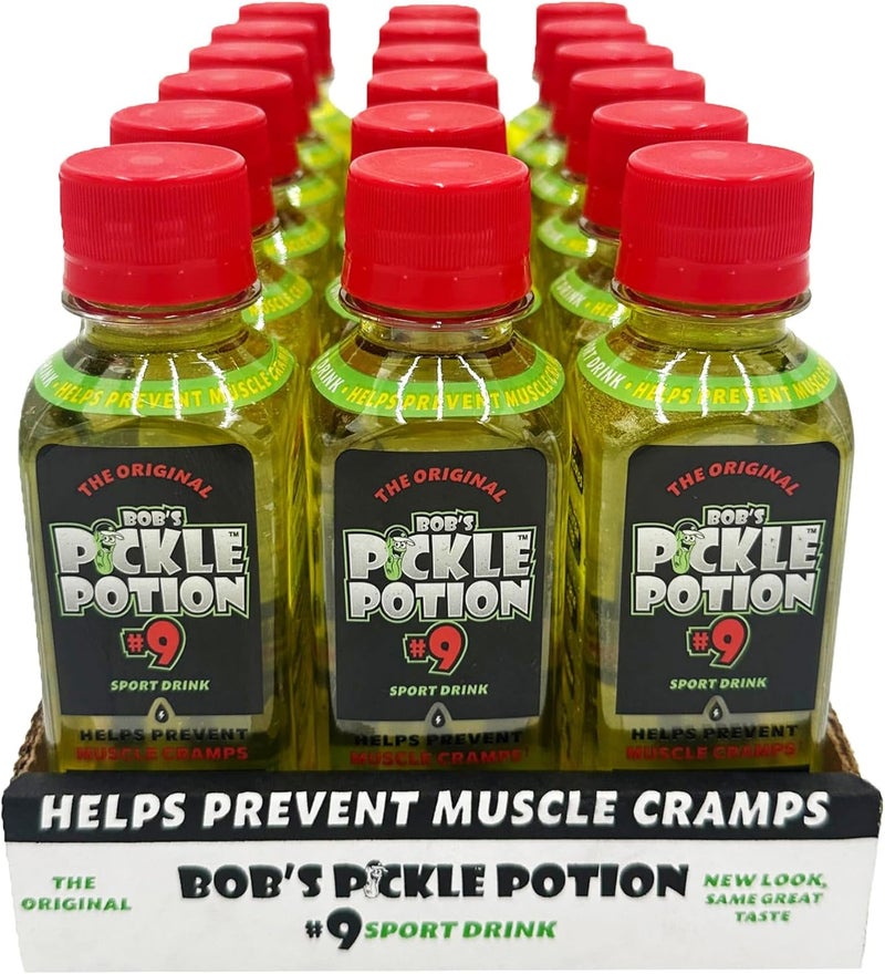 bobs pickle pops جرعة الخيار السحرية من بوب رقم 9 - جرعة الخيار الإلكتروليت لإعادة الترطيب وتخفيف التشنجات - 6.3 أونصة (عبوة من 18، خيار مخلل) - Image 1