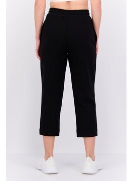 Lyle & Scott Women Drawstring Brand Logo Tapered Pants, Black  - Image 3