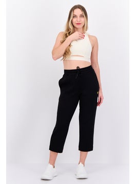 Lyle & Scott Women Drawstring Brand Logo Tapered Pants, Black  - Image 4