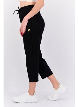 Lyle & Scott Women Drawstring Brand Logo Tapered Pants, Black  - Image 2