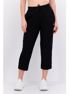 Lyle & Scott Women Drawstring Brand Logo Tapered Pants, Black  - Image 1