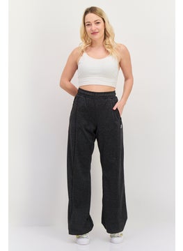 KANGOL Women Regular Fit Brand Logo Wide Leg Pants, Dark Charcoal  - Image 2