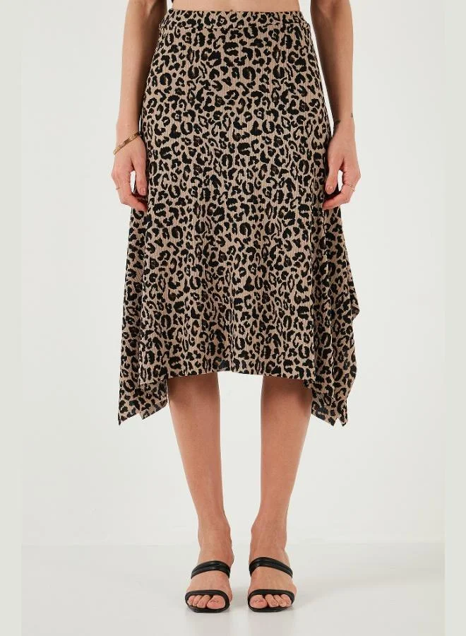 ليلا تنورة متوسطة الطول بكشكشة بنقوش ليلى للنساء