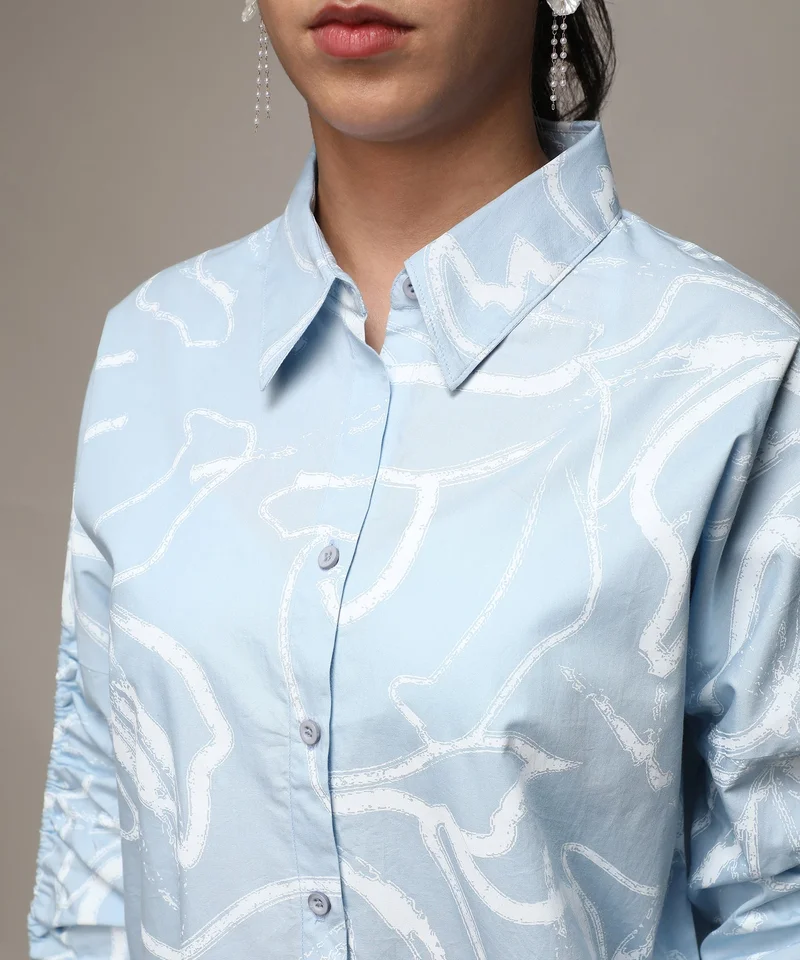 Pinacolada  Women's Light Blue Faded Strokes Shirt for Women | Best Price UAE