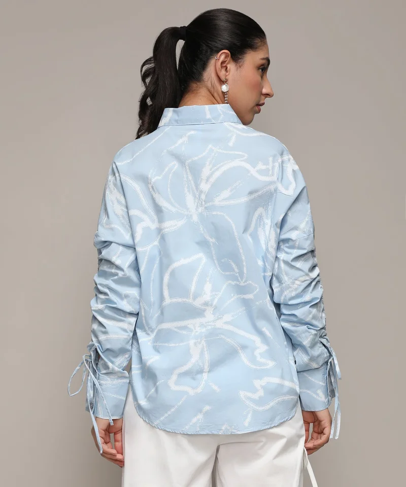 Pinacolada  Women's Light Blue Faded Strokes Shirt for Women | Best Price UAE
