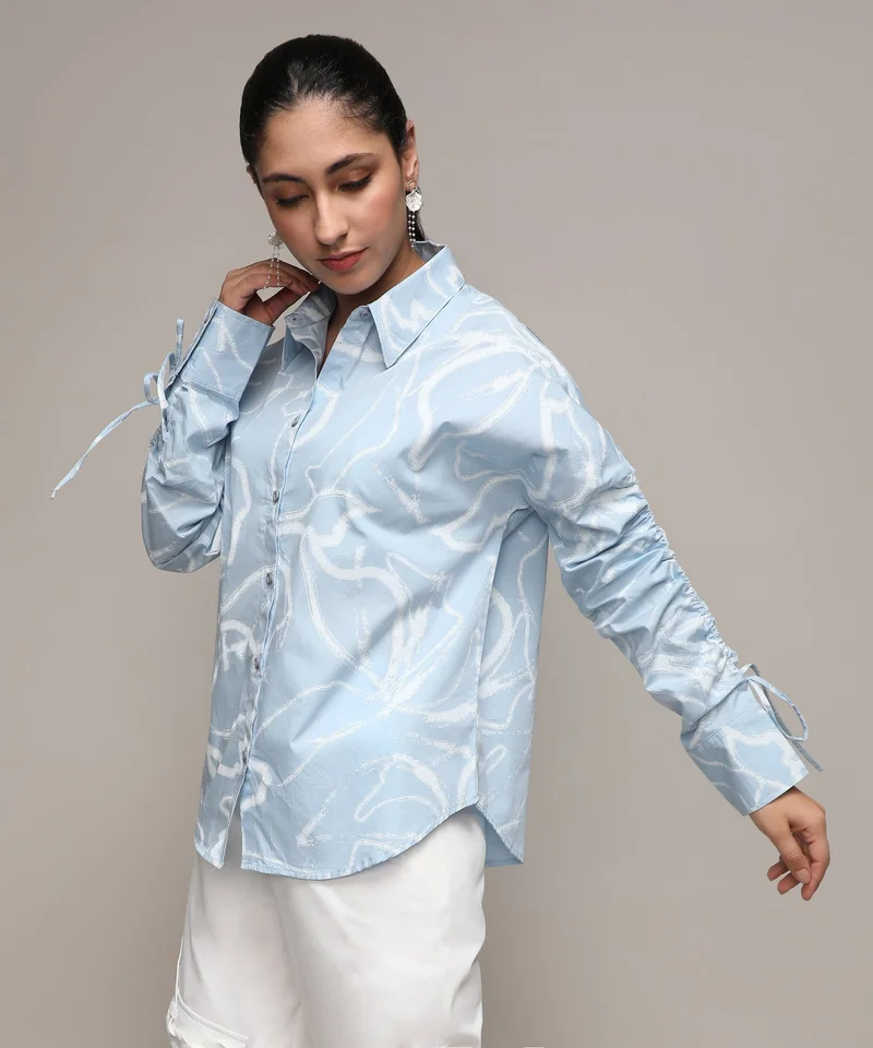 Pinacolada  Women's Light Blue Faded Strokes Shirt for Women | Best Price UAE