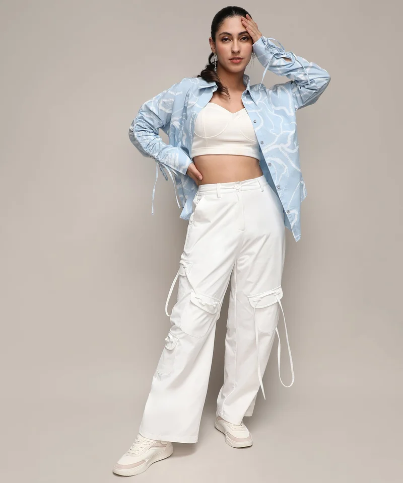 Pinacolada  Women's Light Blue Faded Strokes Shirt for Women | Best Price UAE