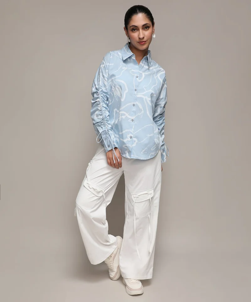 Pinacolada  Women's Light Blue Faded Strokes Shirt for Women | Best Price UAE