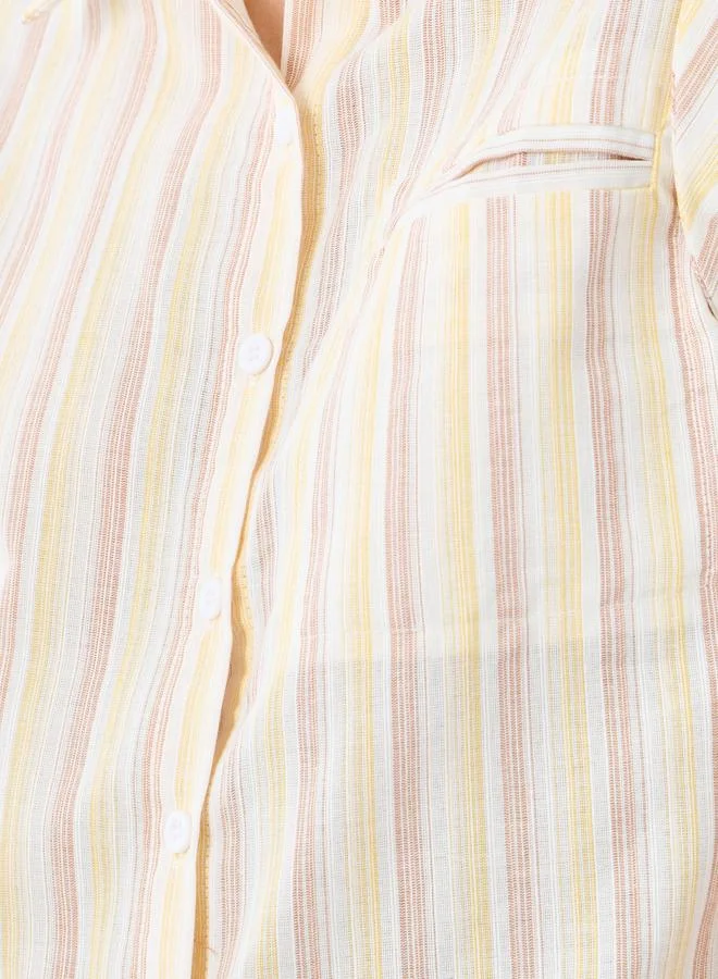 Styli Styli Striped Sleeveless Shirt with Spread Collar