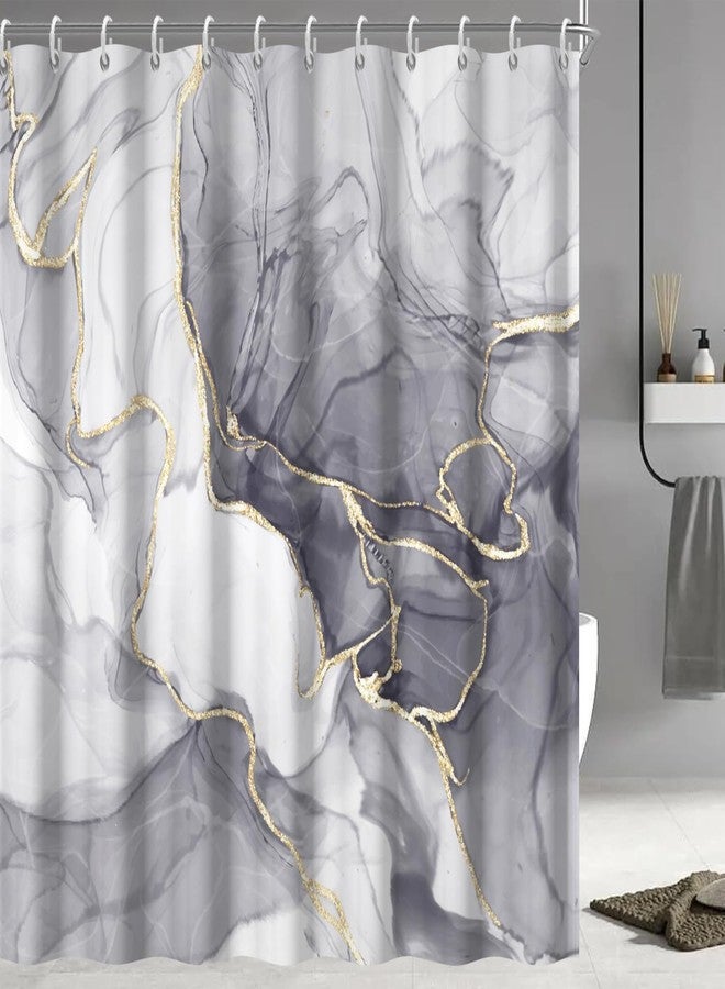 Ruelvth Grey Shower Curtain, Ombre Light Grey Marble Shower Curtain Set Modern Aesthetic Gray Ink Texture Waterproof Bathroom Curtain with Hooks, 72x72 Inch - Image 1