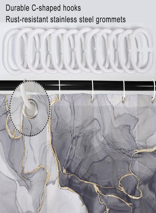 Ruelvth Grey Shower Curtain, Ombre Light Grey Marble Shower Curtain Set Modern Aesthetic Gray Ink Texture Waterproof Bathroom Curtain with Hooks, 72x72 Inch - Image 5