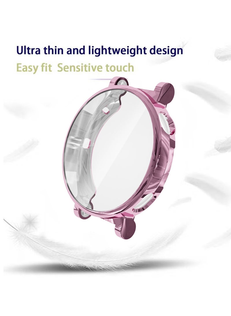 X-level - 1 Pack Case with Tempered Glass Screen Protector Compatible With Huawei Watch GT4 41mm With 9H Hardness 360 Degree All-Round Protective Ultra Thin TPU Protective Cover (Transparent + Pink) - Image 1