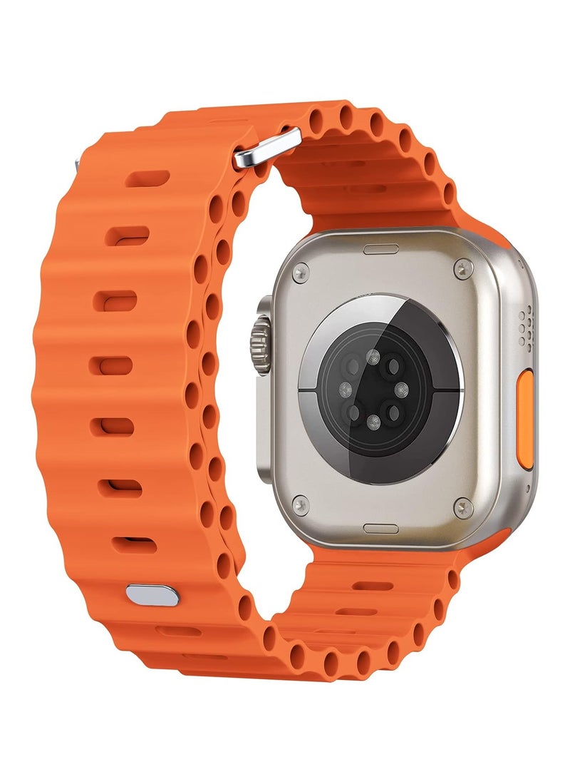ICARLUS - Ocean Band Compatible with Apple Watch Ultra Band 49/45/44/42mm Men Women, Soft Silicone Sport Band Replacement Strap for Apple Watch Ultra2/Ultra iWatch Series 9 8 7 SE 6 5 4 3 2 1 Orange - Image 1