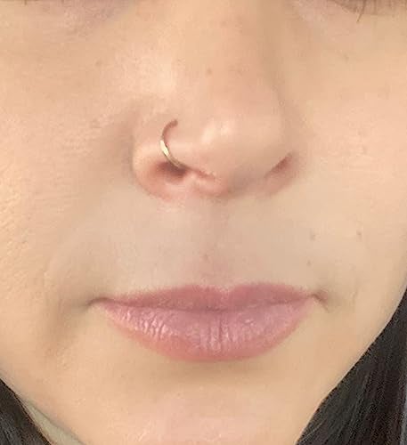 QWALIT Fake Nose Ring Hoop - Faux Septum Clip On for Women and Men - Non Piercing Silver Black - Image 4