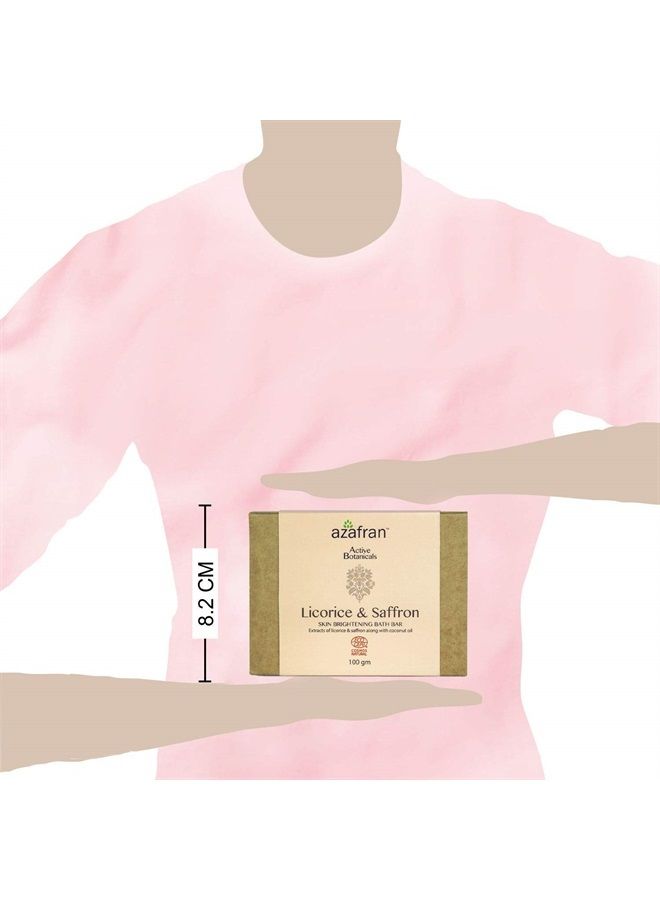 Licorice & Saffron Skin Brightening Bath Bar Soap, Organic Natural Handmade Soap for Even Tone Skin with Lightening, Brightening & Whitening Properties, 3.53oz.