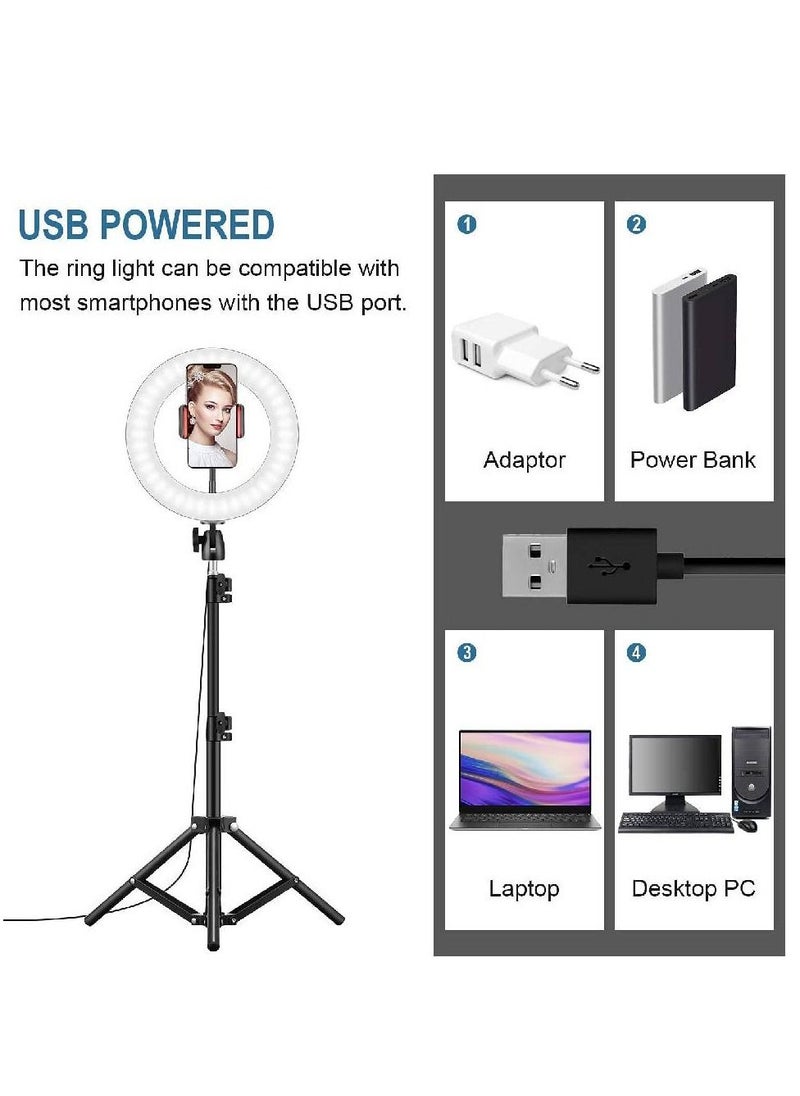 جينيكست - مصباح حلقة سيلفي 10 بوصات ، مصباح حلقي RGB LED مع حامل ثلاثي القوائم وحامل هاتف محمول للبث المباشر / المكياج / YouTube / TikTok / التصوير الفوتوغرافي / تسجيل الفيديو متوافق مع iPhone و Android Phone - Image 1