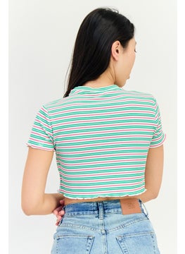 LEE Women Crew Neck Short Sleeves Stripe Top, Multicolor  - Image 2