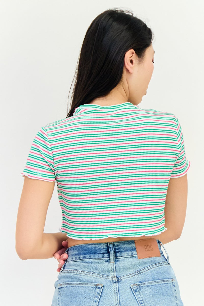 LEE Women Crew Neck Short Sleeves Stripe Top, Multicolor - Image 2