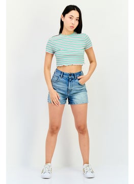 LEE Women Crew Neck Short Sleeves Stripe Top, Multicolor  - Image 3
