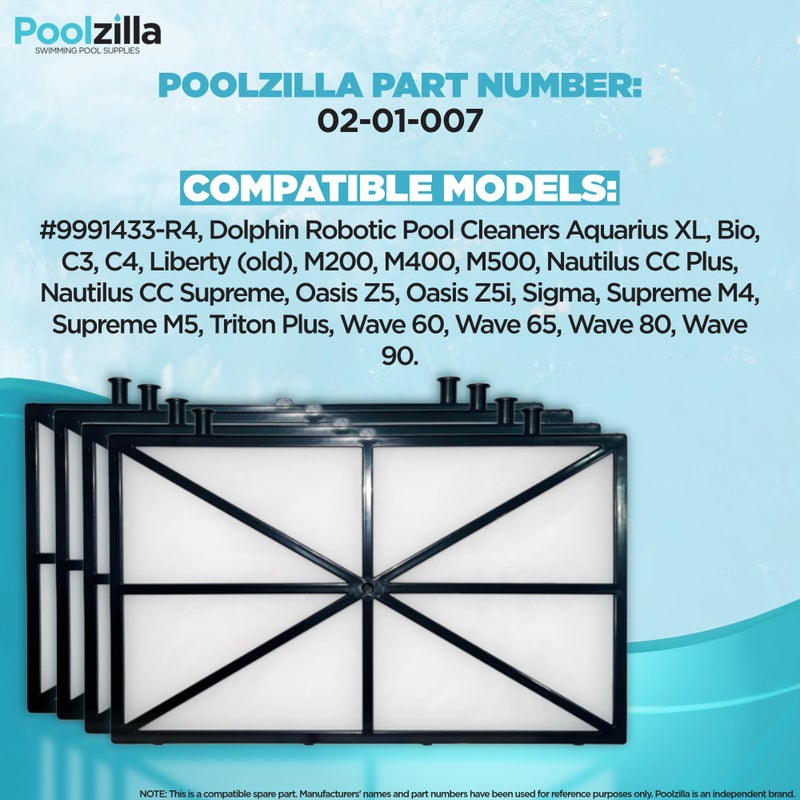 Poolzilla Pool Cleaner Spring Filter Panels - Compatible with Part #9991433-R4, Dolphin Nautilus CC Plus, M400, M500 - Robotic Pool Cleaner Cartridge Replacement Set - Image 2
