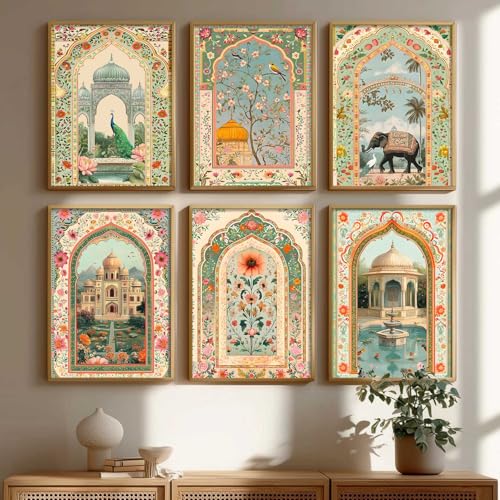kotart Madhubani Art Wall Painting Traditional Home Decoration With Frame For Living Room Bed Room Hotel Wall Decor Digital Reprint Engineered Wood Set of 6 Size 10 x 13 inch - Image 1