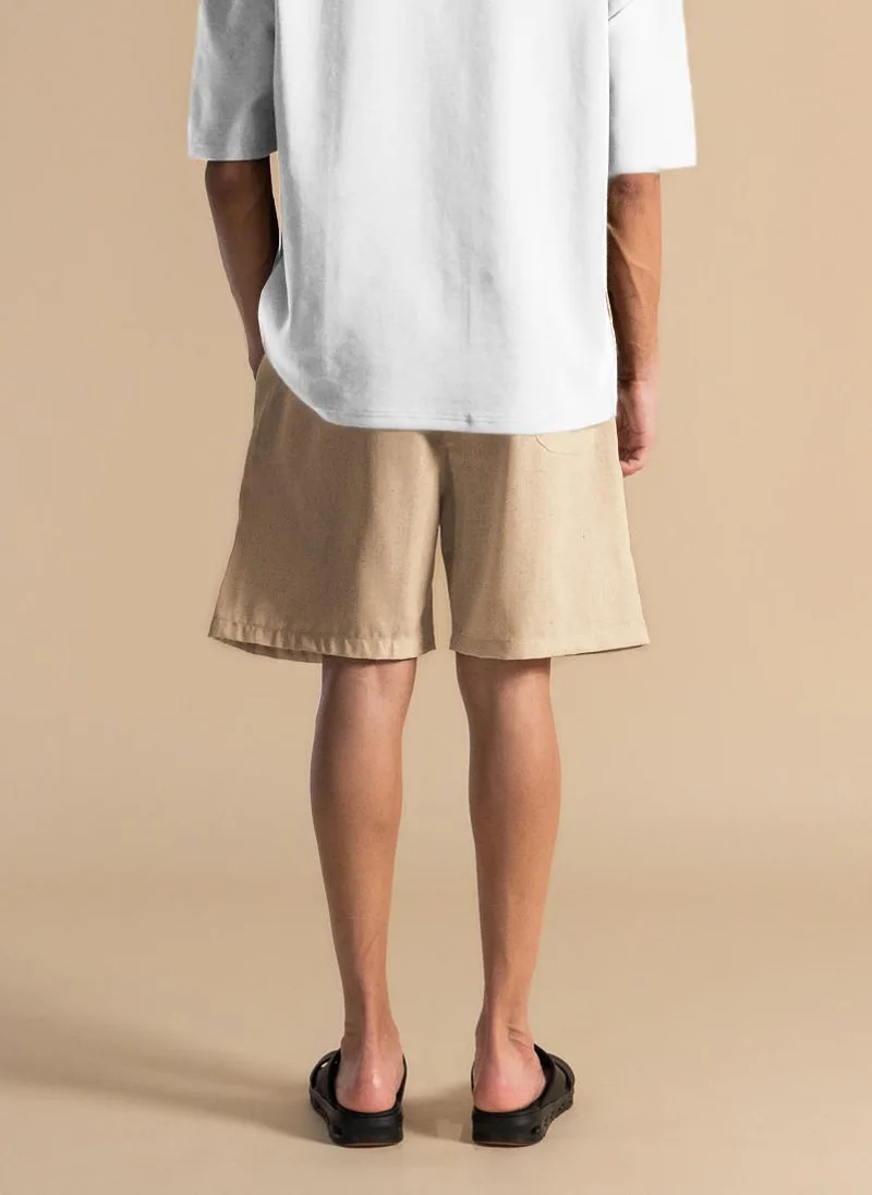 شايبس LINEN BLEND JOGGER WAIST SHORTS