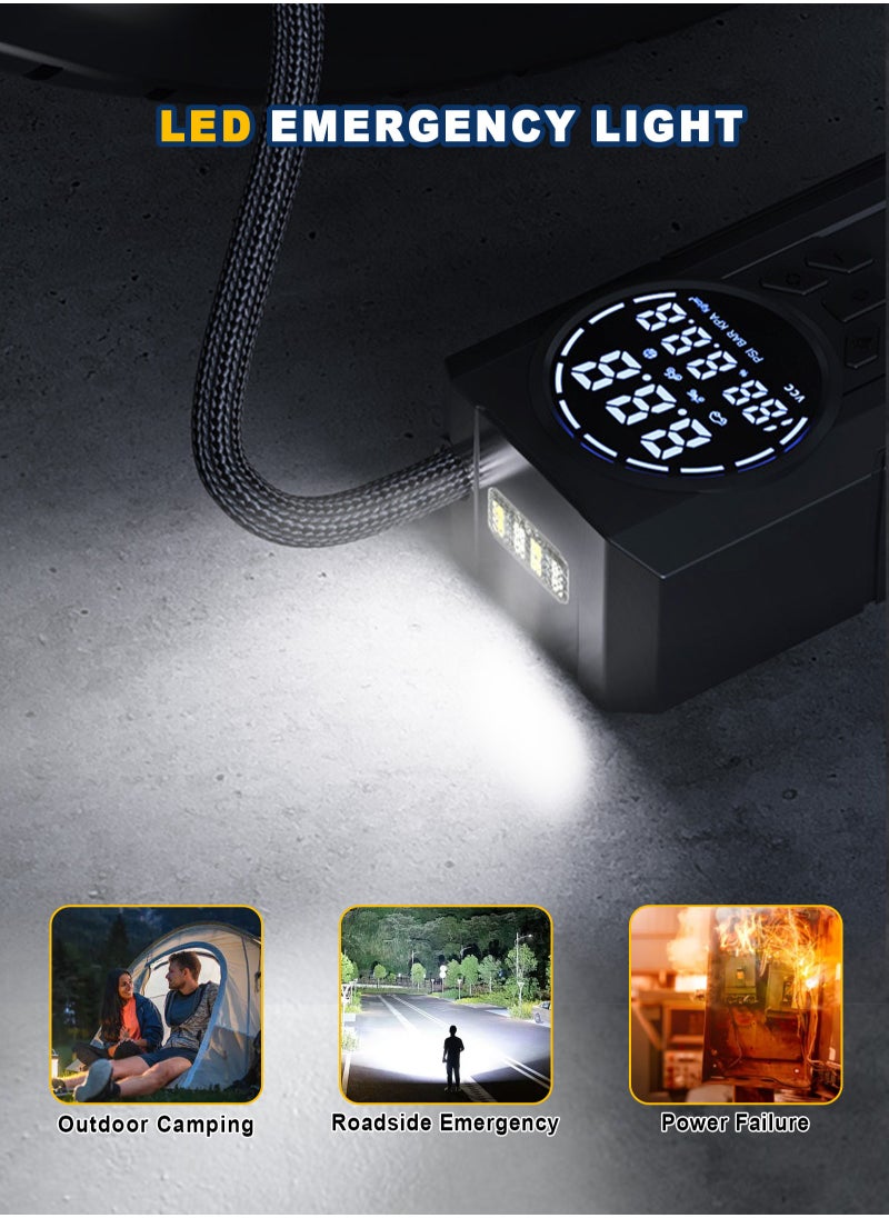 HomarKet - Portable Cordless Car Battery Emergency Starter, Tire Air Pump, Air Compressor To Easily Inflate Tires, LED Display, With Flashlight, Mobile Power Supply, Large Capacity Storage - Image 1