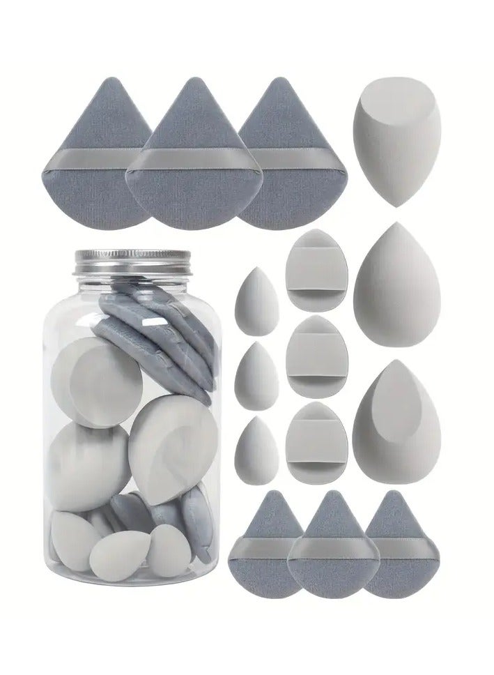 Ucanbe 15-Piece Beauty Tool Set - Loose Powder Puffs, Mini Puffs, Beauty Sponges & Cushion Puffs, Ultra-Soft Velvet, Latex-Free, Suitable for All Skin Types - Image 1