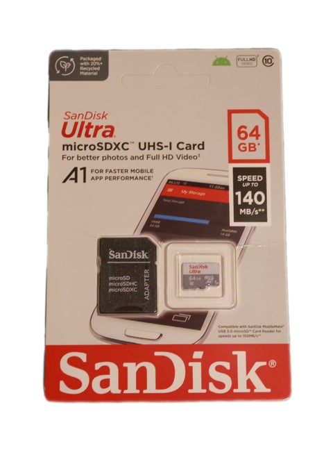 SanDisk Ultra micros DXc UHS-l Card For better photos and Full HD Video 64GB 140MB/S