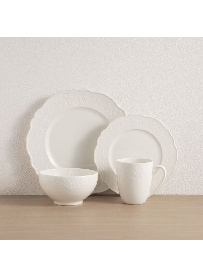 DANUBE HOME Apollo Dinner Set 16Pc Porcelain Geometric Embossed Serves 4 - Image 1