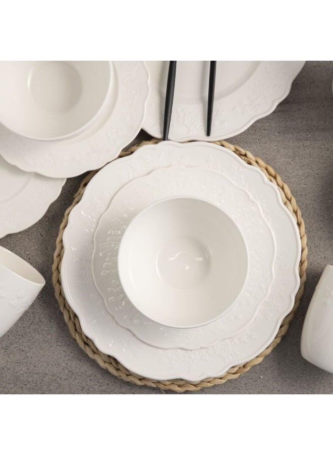 DANUBE HOME Apollo Dinner Set 16Pc Porcelain Geometric Embossed Serves 4 - Image 5