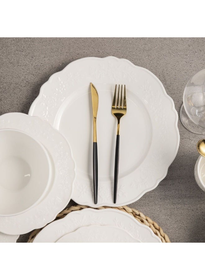 DANUBE HOME Apollo Dinner Set 16Pc Porcelain Geometric Embossed Serves 4 - Image 4