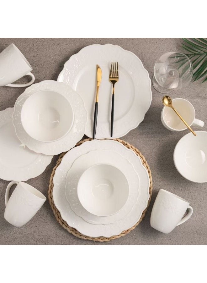 DANUBE HOME Apollo Dinner Set 16Pc Porcelain Geometric Embossed Serves 4 - Image 2