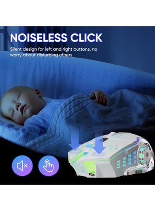 Wireless Gaming Mouse Bluetooth Mouse RGB Rechargeable 2.4G USB Cordless Computer Mice with 7 Color Backlit, 6 Buttons & Silent Click for Laptop, iPad, Mac OS, PC, Windows -White - view 2