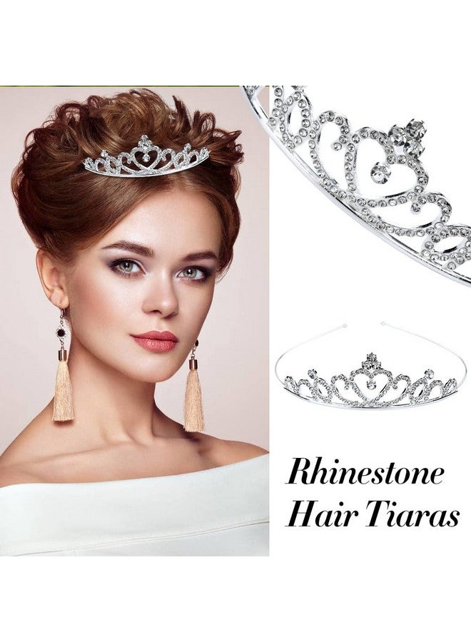 Cinaci 8 Pieces Silver Metal Bridal Wedding Party Prom Rhinestone Headbands Flower Girl Hair Bands Tiaras Crowns Accessories for Brides Bridesmaids Women Girls Teens Kids - Image 5