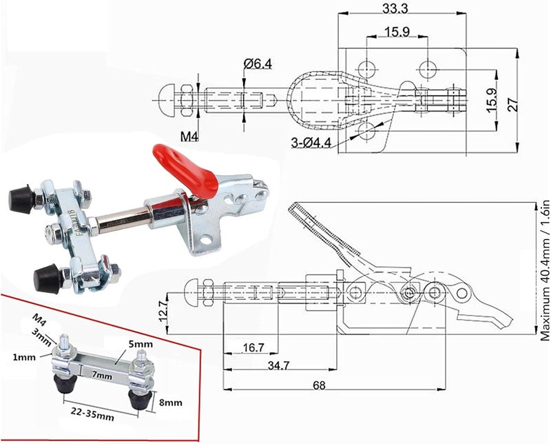 KANASI Double Head Quick Clamp, Adjustable Push Pull Action with 45kg Holding Capacity 16.7mm Stroke for Woodworking and Industrial Fixtures - Image 2