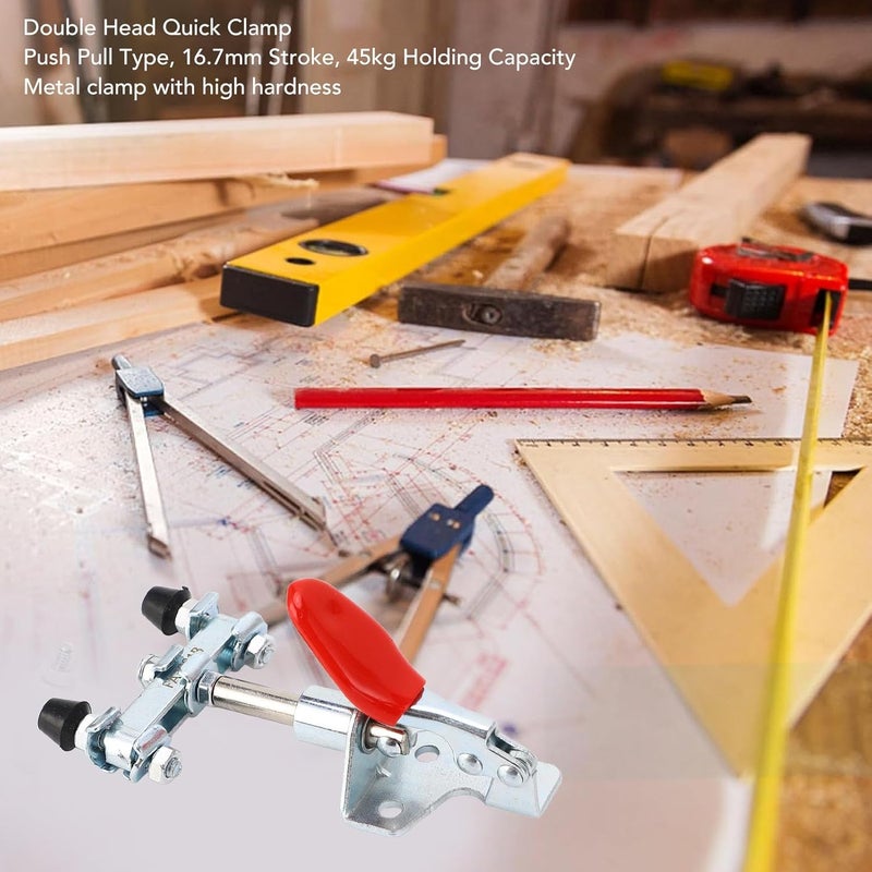KANASI Double Head Quick Clamp, Adjustable Push Pull Action with 45kg Holding Capacity 16.7mm Stroke for Woodworking and Industrial Fixtures - Image 5