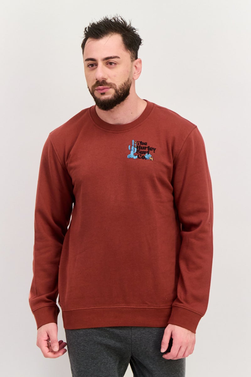 Hurley سويت شيرت رياضي للرجال بأكمام طويلة مناسب للخارج، صدئ - Image 1