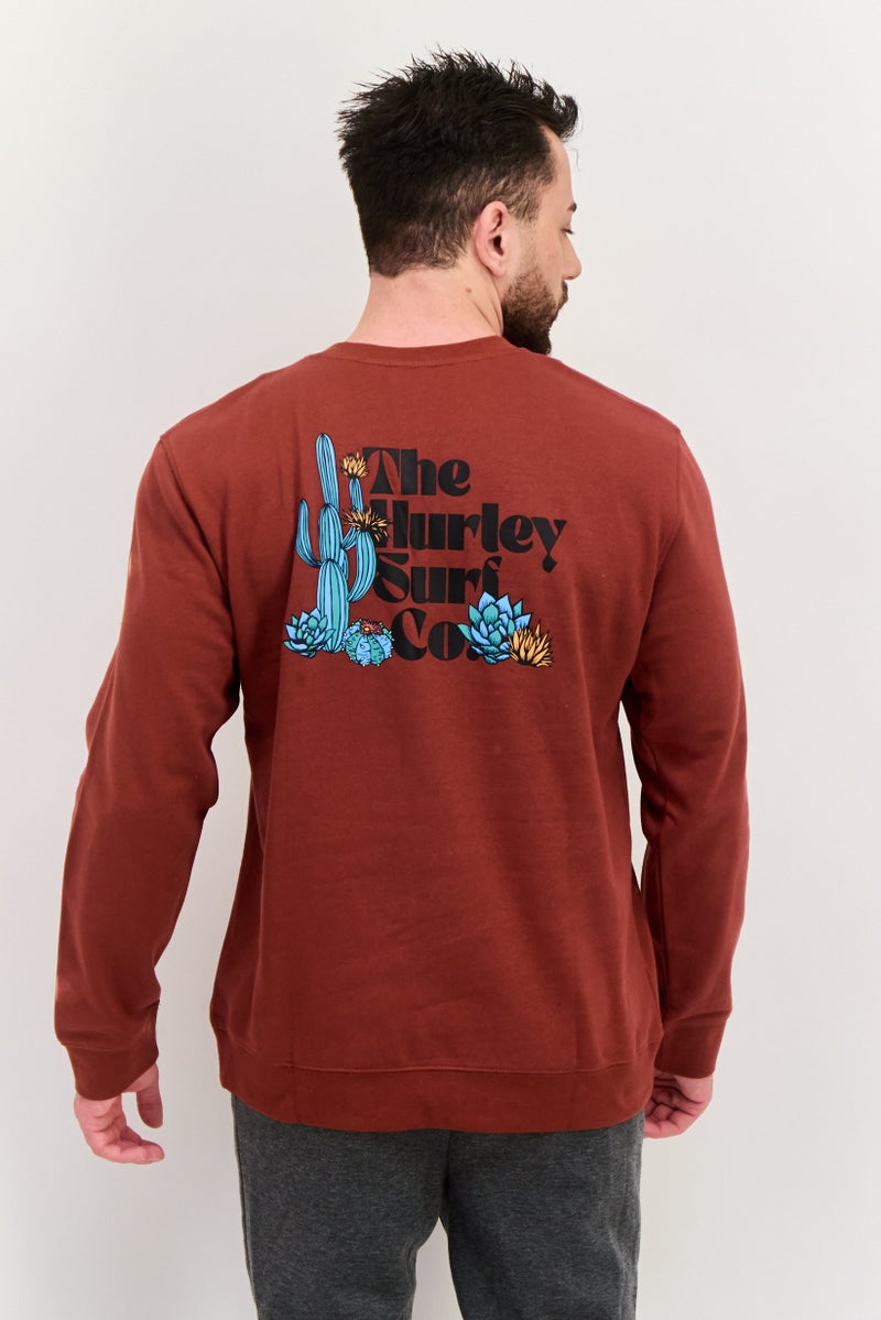 Hurley سويت شيرت رياضي للرجال بأكمام طويلة مناسب للخارج، صدئ - Image 3