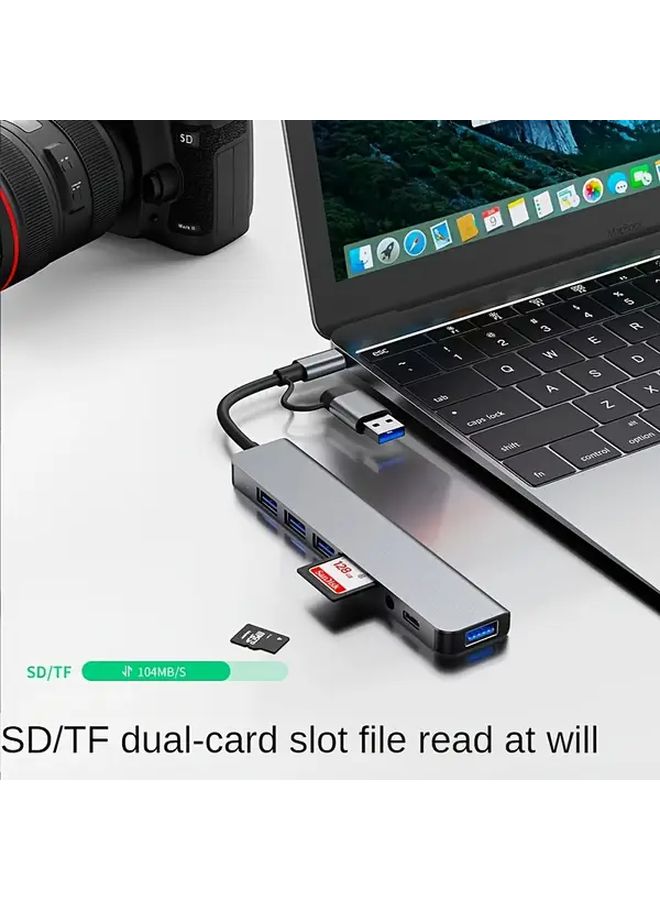 8 في 2 منفذين من النوع C محطة توسيع TF و SD مع قارئ بطاقات، 4K 60Hz HDTV، متوافقة مع MacBook Surface Dell أجهزة لابتوب ويندوز، للمكتب والسفر، توصيل وتشغيل. - Image 3