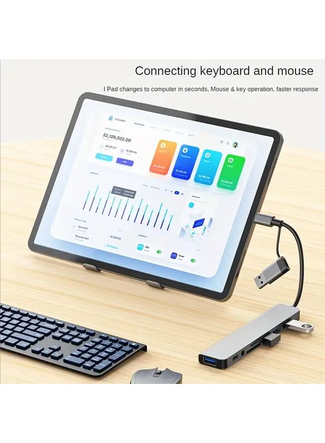 8 في 2 منفذين من النوع C محطة توسيع TF و SD مع قارئ بطاقات، 4K 60Hz HDTV، متوافقة مع MacBook Surface Dell أجهزة لابتوب ويندوز، للمكتب والسفر، توصيل وتشغيل. - Image 4