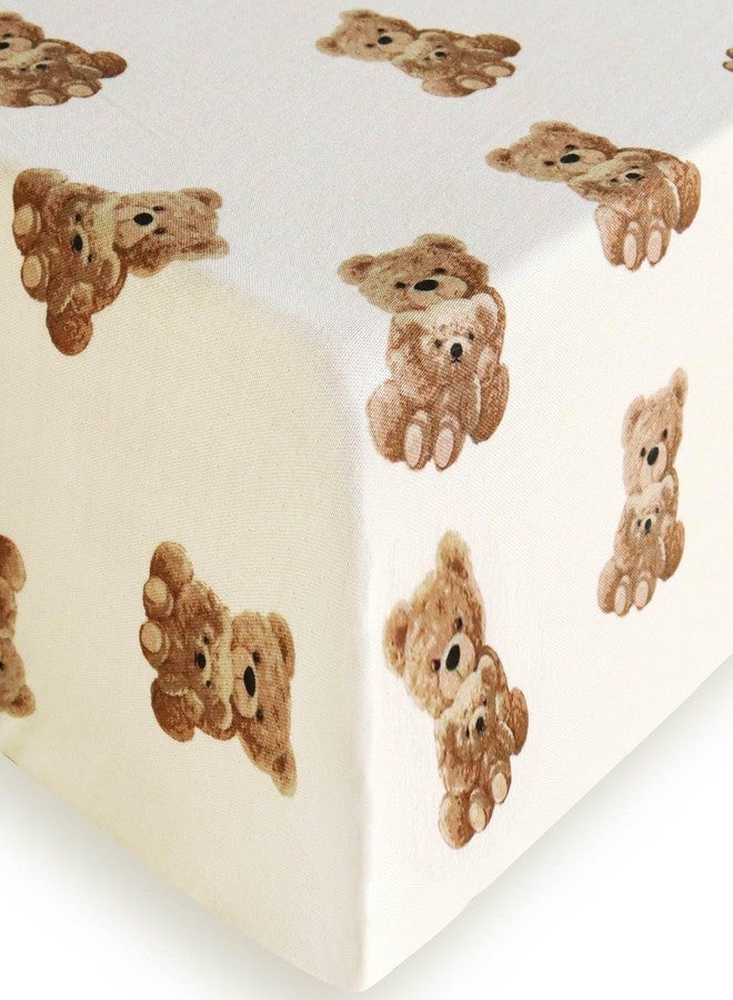 LifeTree Crib Sheets for Baby, Muslin Fitted Crib Sheets Boys Girls - Toddler Bed Sheet Fits Standard Crib, 70% Viscose from Bamboo and 30% Cotton, Bear Pattern, 28in x 52in - Image 1
