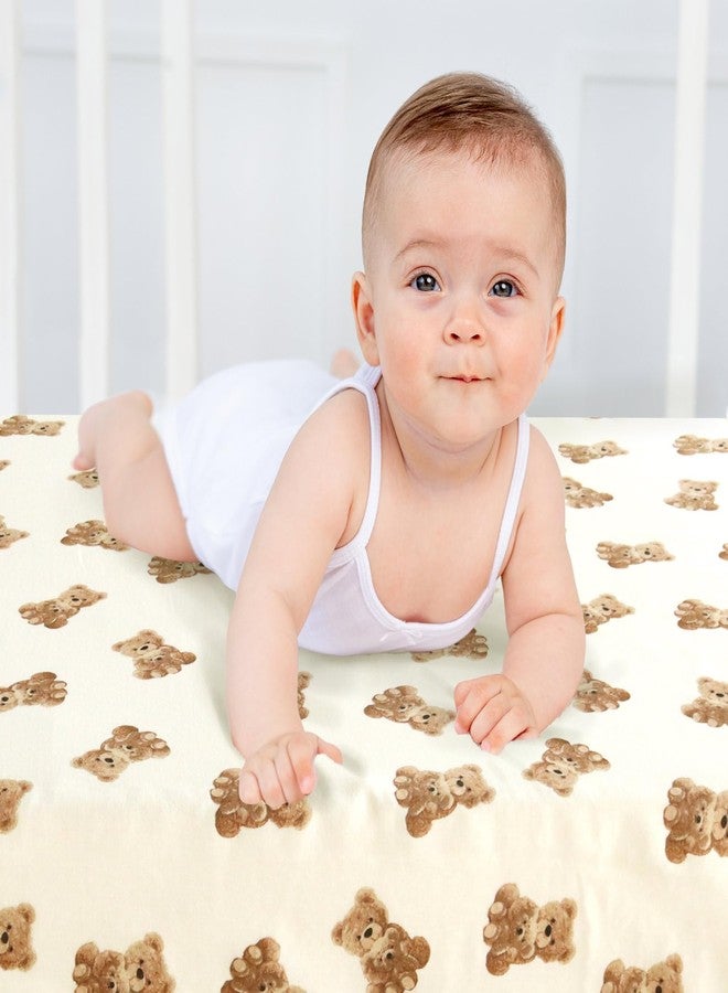 LifeTree Crib Sheets for Baby, Muslin Fitted Crib Sheets Boys Girls - Toddler Bed Sheet Fits Standard Crib, 70% Viscose from Bamboo and 30% Cotton, Bear Pattern, 28in x 52in - Image 4