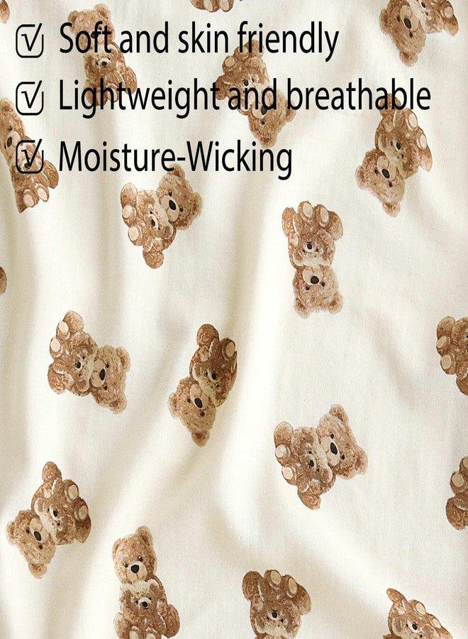 LifeTree Crib Sheets for Baby, Muslin Fitted Crib Sheets Boys Girls - Toddler Bed Sheet Fits Standard Crib, 70% Viscose from Bamboo and 30% Cotton, Bear Pattern, 28in x 52in - Image 3