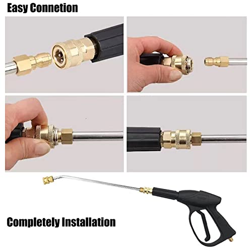 SSEHCWAN 2Pcs Pressure Washer Extension Wand, Extension Lance (15"/38cm) + 30°Curved Extension Rod (8.7"/22cm), 1/4 Inch Quick Connect, 4000 PSI Silver - Image 4
