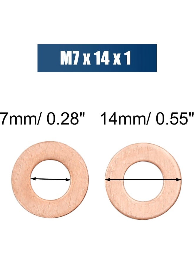 X AUTOHAUX X AUTOHAUX 7mm Inner Dia Car Engine Copper Washers Flat Sealing Gaskets Rings 30pcs  - Image 3