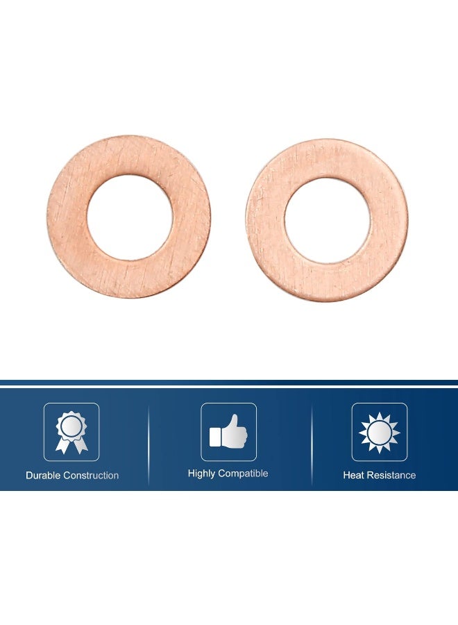 X AUTOHAUX X AUTOHAUX 7mm Inner Dia Car Engine Copper Washers Flat Sealing Gaskets Rings 30pcs  - Image 5