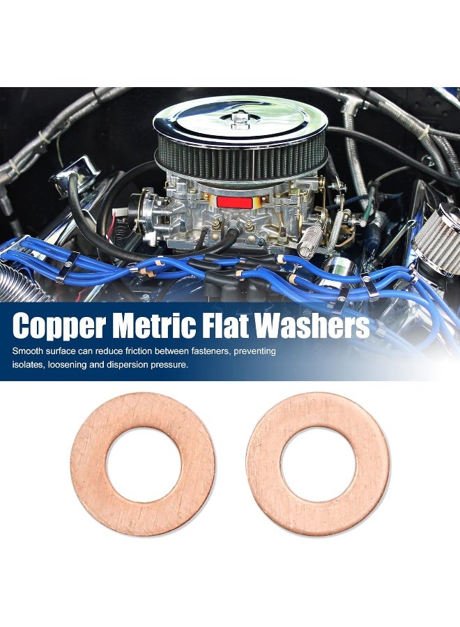 X AUTOHAUX X AUTOHAUX 7mm Inner Dia Car Engine Copper Washers Flat Sealing Gaskets Rings 30pcs  - Image 2