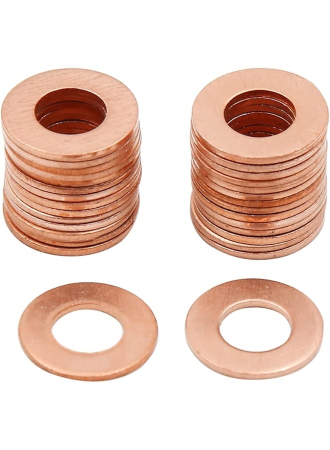 X AUTOHAUX X AUTOHAUX 7mm Inner Dia Car Engine Copper Washers Flat Sealing Gaskets Rings 30pcs  - Image 1