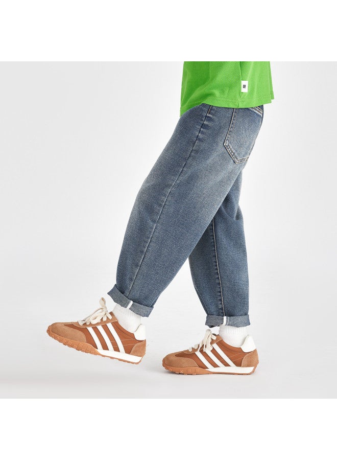 SKIN Friendly Soft Denim】2025 Spring/autumn Boys' Pants With Embroidered Pockets, Versatile Washed Casual Trousers For Kids - Image 4